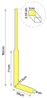 Abmessung Torhüterstock, Eishockey Torhüterstock