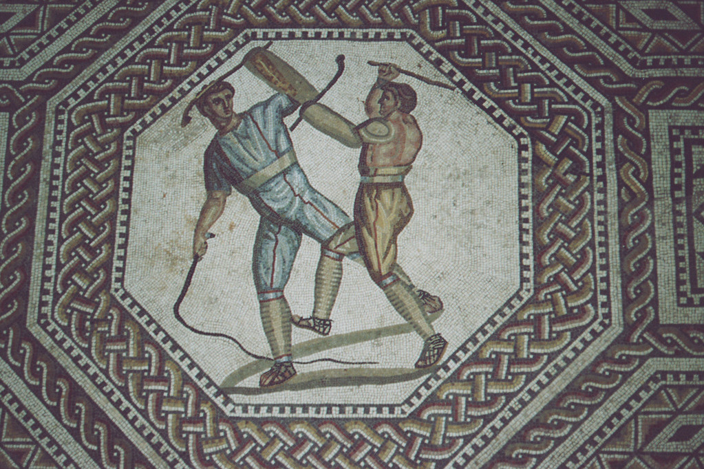Villa Nennig, Mosaik, Gladiatorenszene