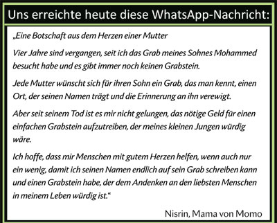 Hilfe für die Familie des ermordeten Momo