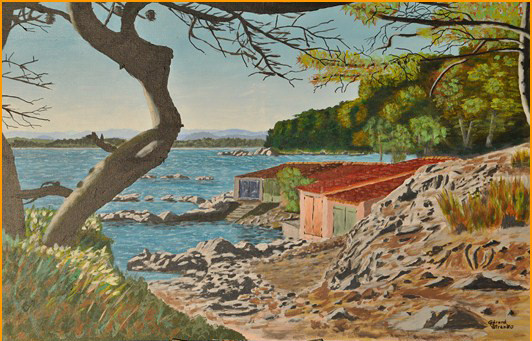 Gérard PETRENKO "Une plage à Brégançon"   acrylique 92 x 60  acrylique