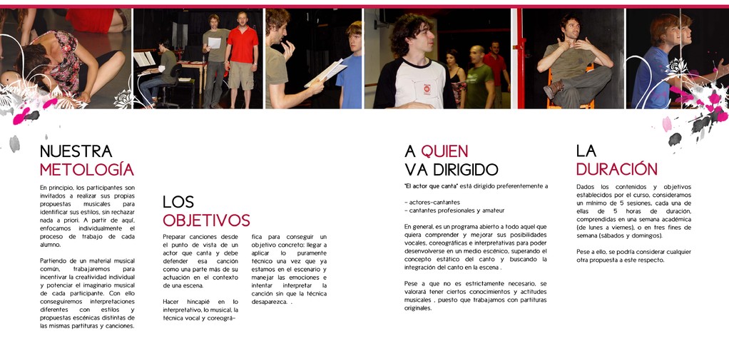 Publicidad de "Interpretar Cantando junto a Javier Bastias y Oscar Gil. Madrid 2008