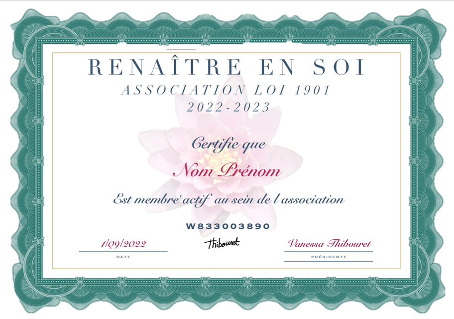 Certificat adhésion à télécharger au moment de l’adhesion