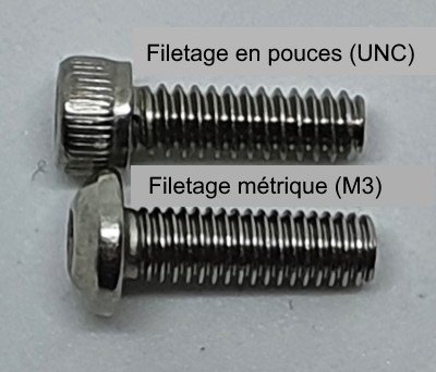 Comparaison entre filetage en pouces et métrique 