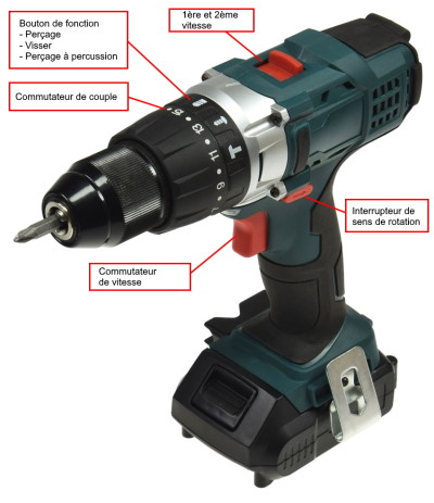 perceuse, visseuse sans fil, visseuse à percussion, mode d'emploi, fonctions, fonction percussion, perçage à percussion, perceuse-visseuse