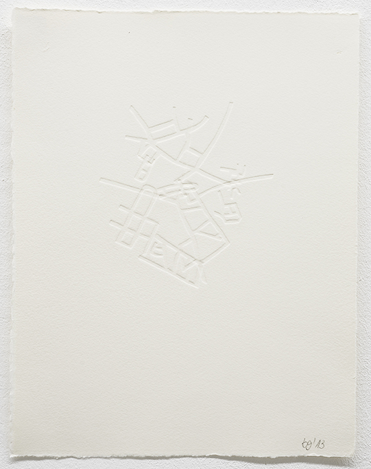 Beate Gärtner | Streets IV, 2013, embossing on handmade paper, 30,5x23,5cm, Foto@Bracht Fotografie
