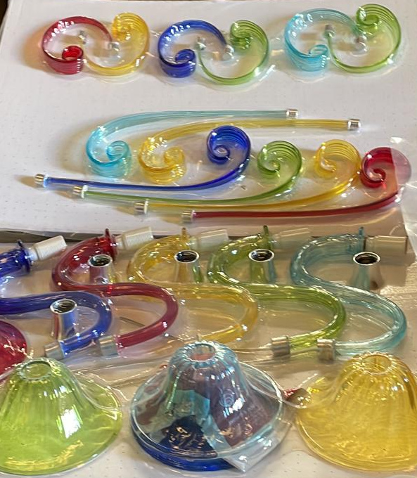 lampadario Murano Florian 6 luci multicolore vetro lavorato a mano