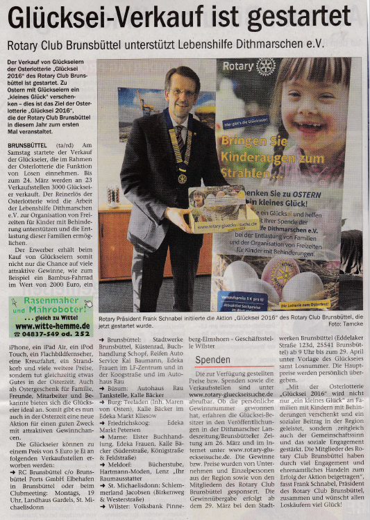 Rotary Club Brunsbüttel unterstützt Lebenshilfe Dithmarschen e. V. 