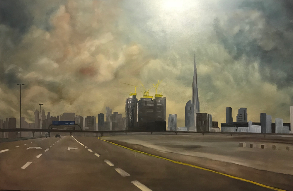 Confinement à Dubaï - huile sur toile - 150x100 cm - 1600€ 