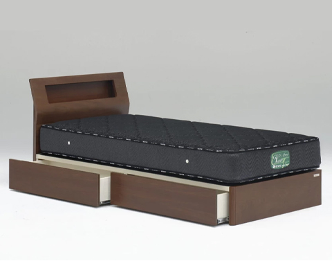 ナショナル製♦️ダークブラウン♦️シングルベット♦️マットレス付♦️送料込♦️3台あり ナショナル製 ダークブラウン☆シングルベット・マットレス付