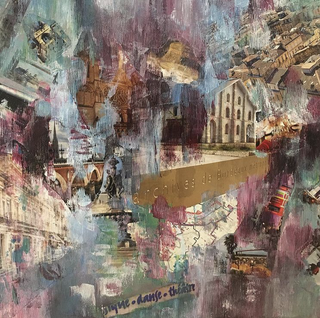 Bordeaux - Acrylique et collage - 60 x 50