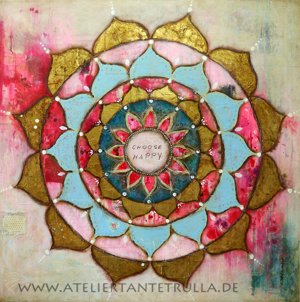 Kunstdruck Mandala mit Blattgold