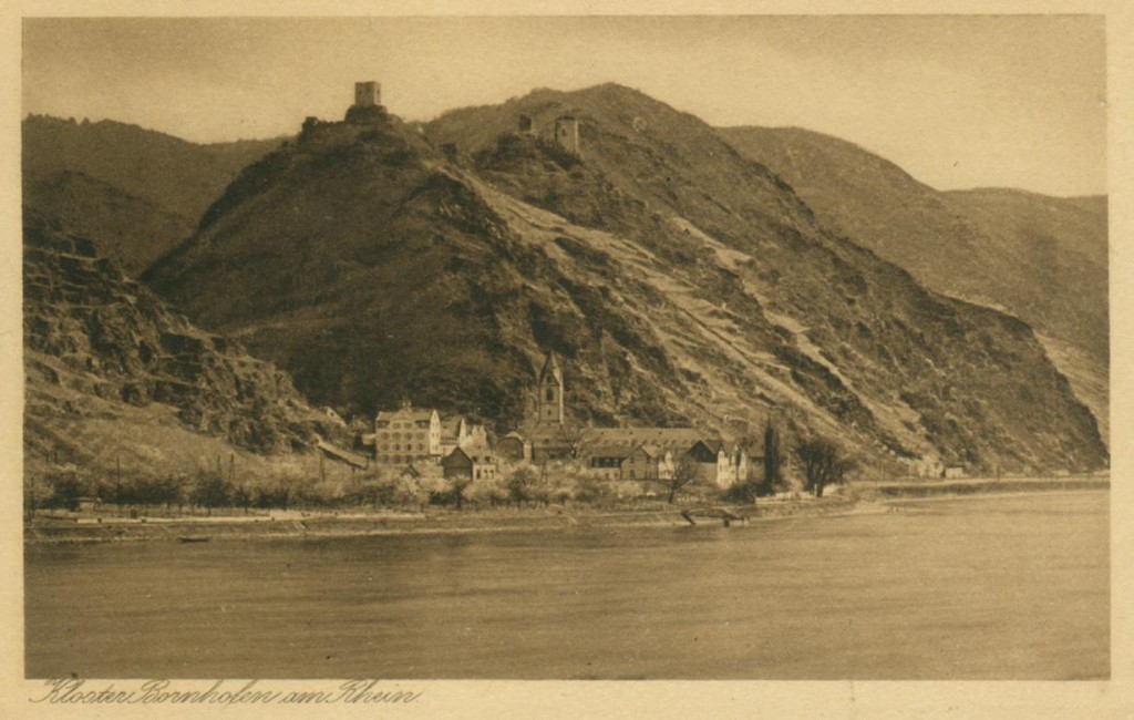 Etwa um 1900. Weinberge bis hinauf zu den Burgen