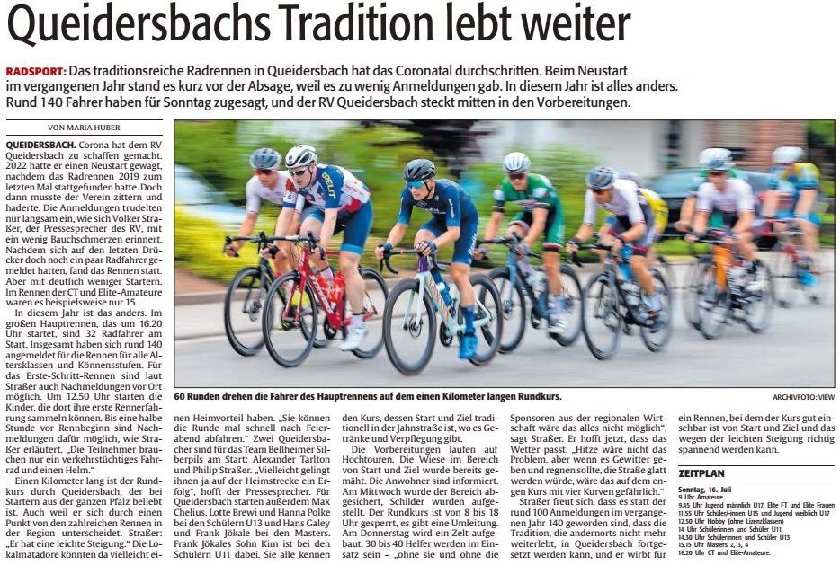 Queidersbachs Tradition lebt weiter - Vorbericht zum Radrennen