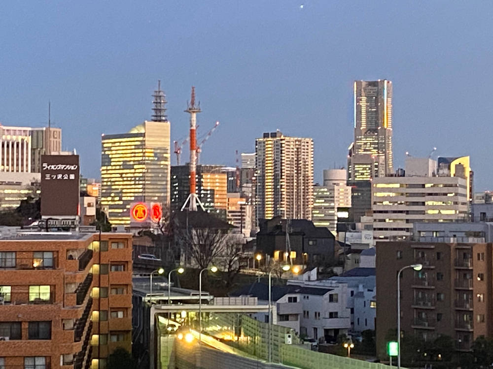 Je vois ce paysage de la fenêtre chez moi dans la soirée 