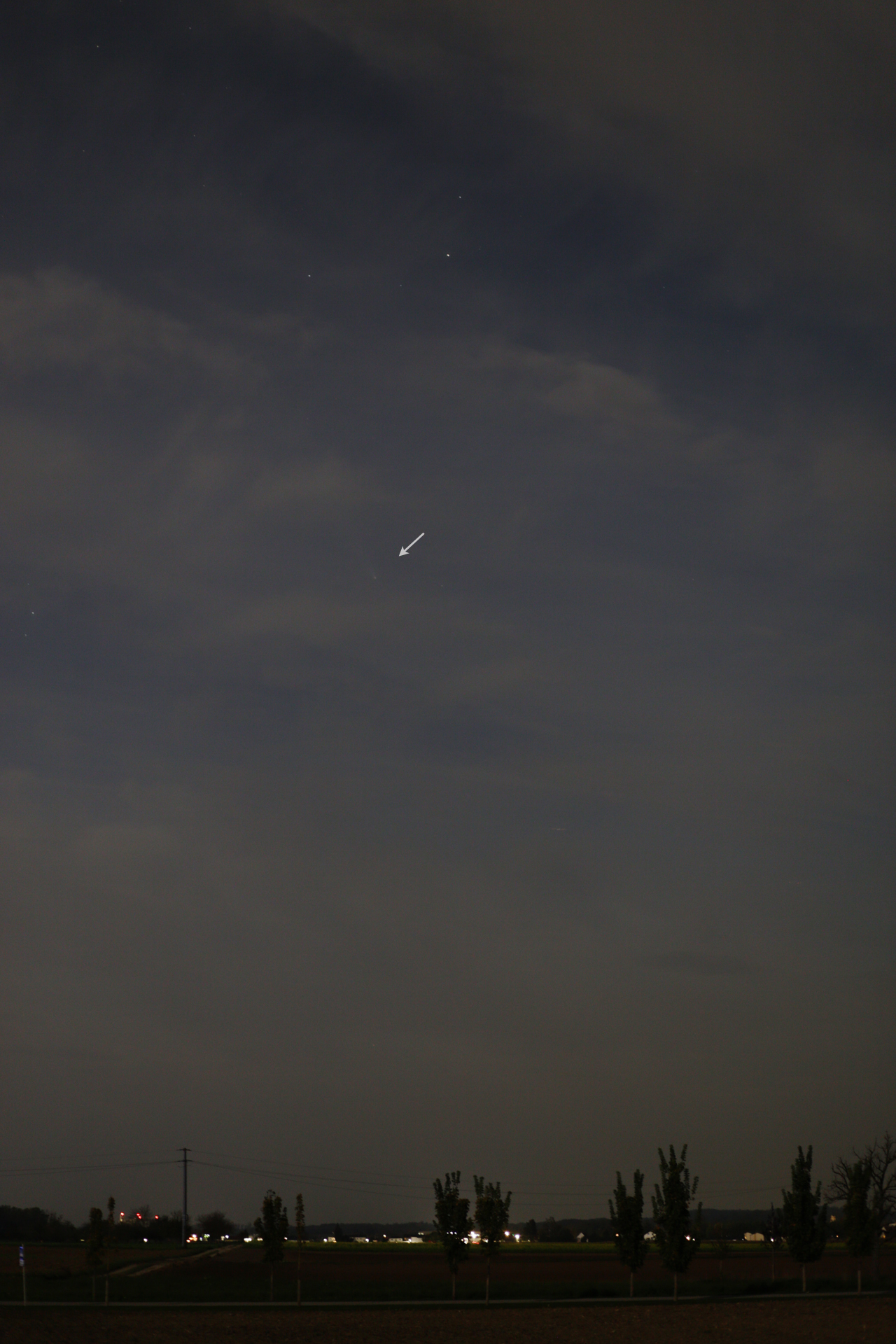 Komet C/2023 A3 Tsuchinshan-ATLAS am 16.10. hinter Wolken
