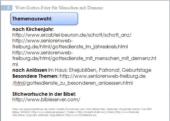 Wort-Gottes-Feier für Menschen mit Demenz - Vorüberlegungen