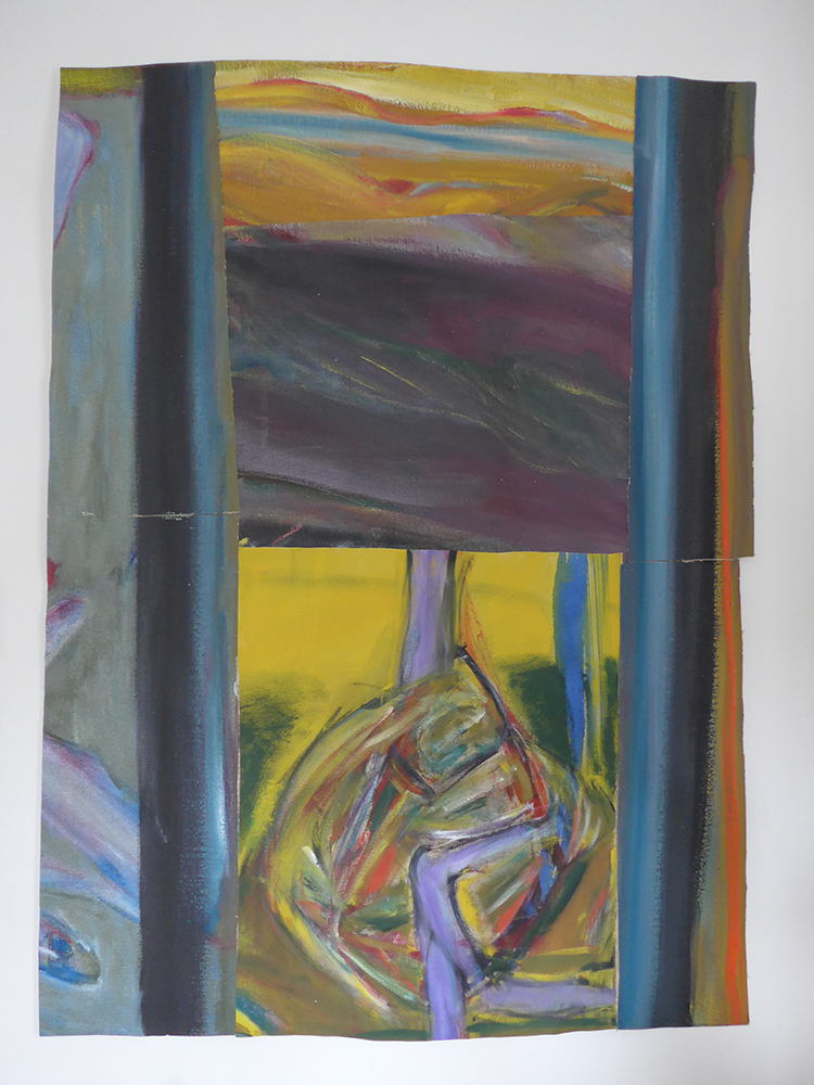 Hüttenbild Nr. 10, Öl auf Rupfen und Leinwand, H 124cm B 89cm, 2015