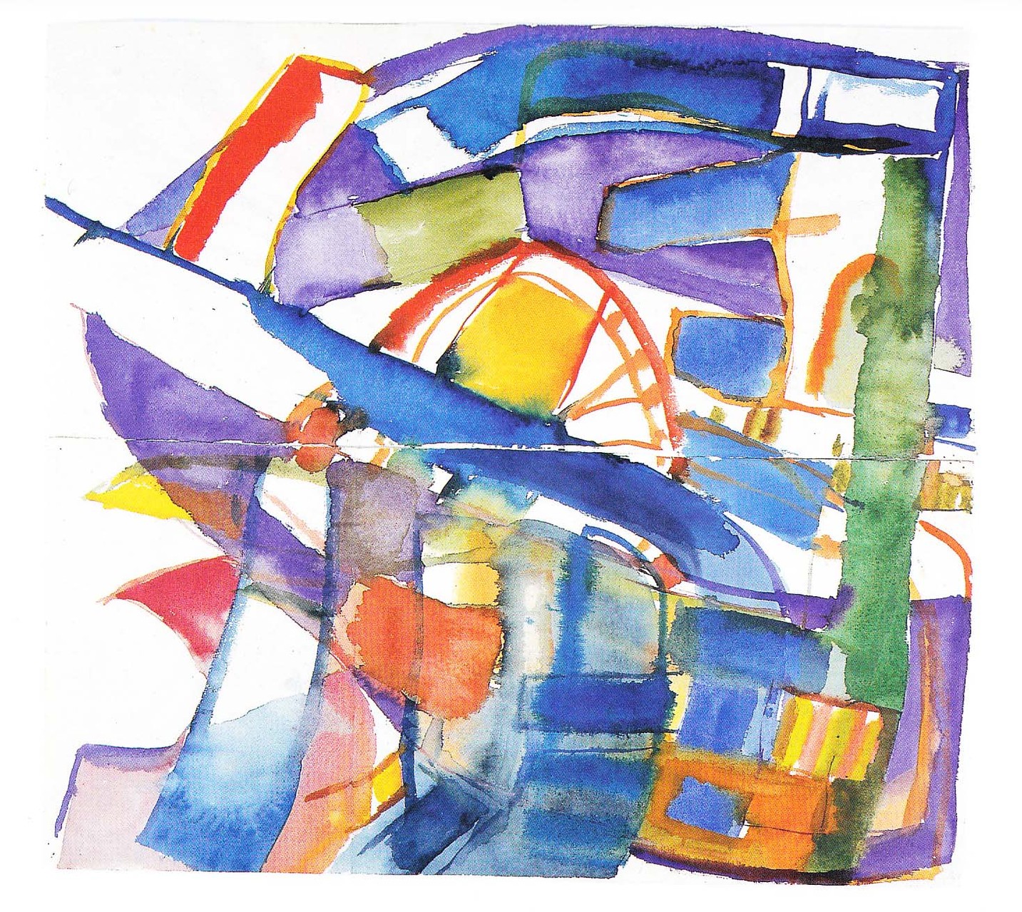 Felder, 1963, Aquarell/Ingres-Papier, 45,2x48,7 cm