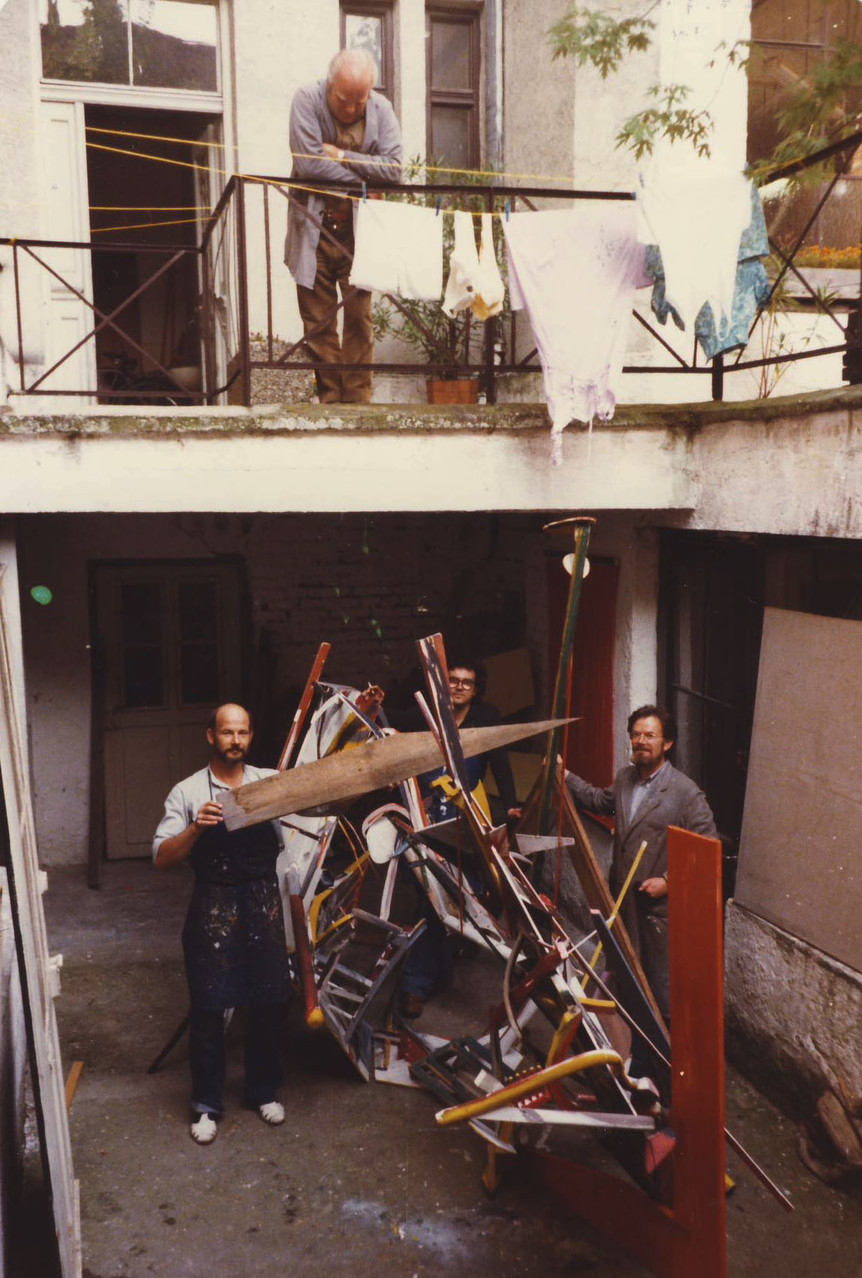 Bild-Raum Objekte im Atelier Türkenstrasse mit Heinz Weld, Heiko Herrmann und Armin Saub, 1979