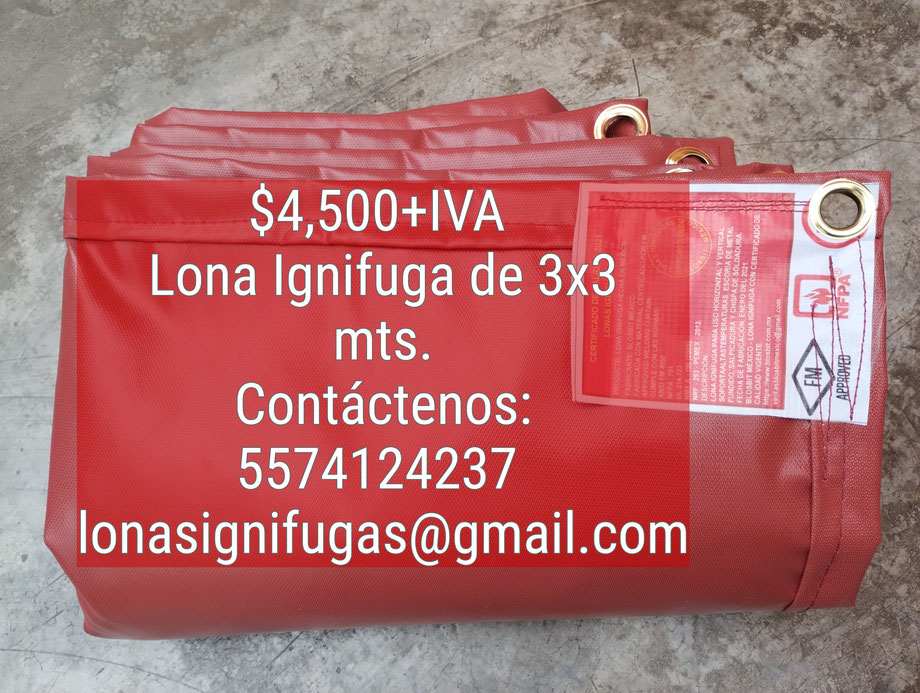 LONA IGNIFUGA CERTIFICADA DE 3X3 METROS - ENTREGA INMEDIATA - ENVIOS A TODO MEXICO