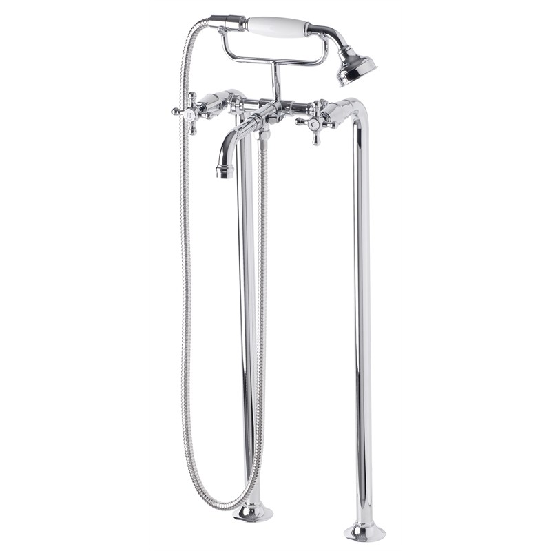 Federation Bath Set Floor Pipe includes hand held shower - Chrome, F9354ch, WELS 3 star rating, 9L/min