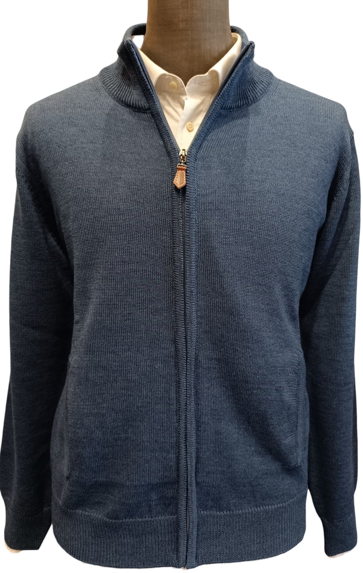 Cardigan zip lana rasata tinta unita con tasche - Vari colori