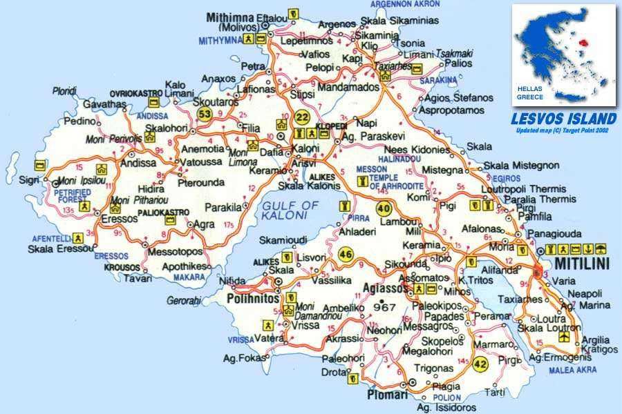Karte der Insel Lesbos