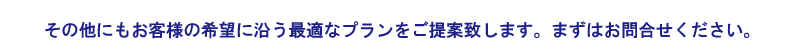 その他にもお客様の希望に沿う最適なプランをご提案致します。まずはお問合せください。