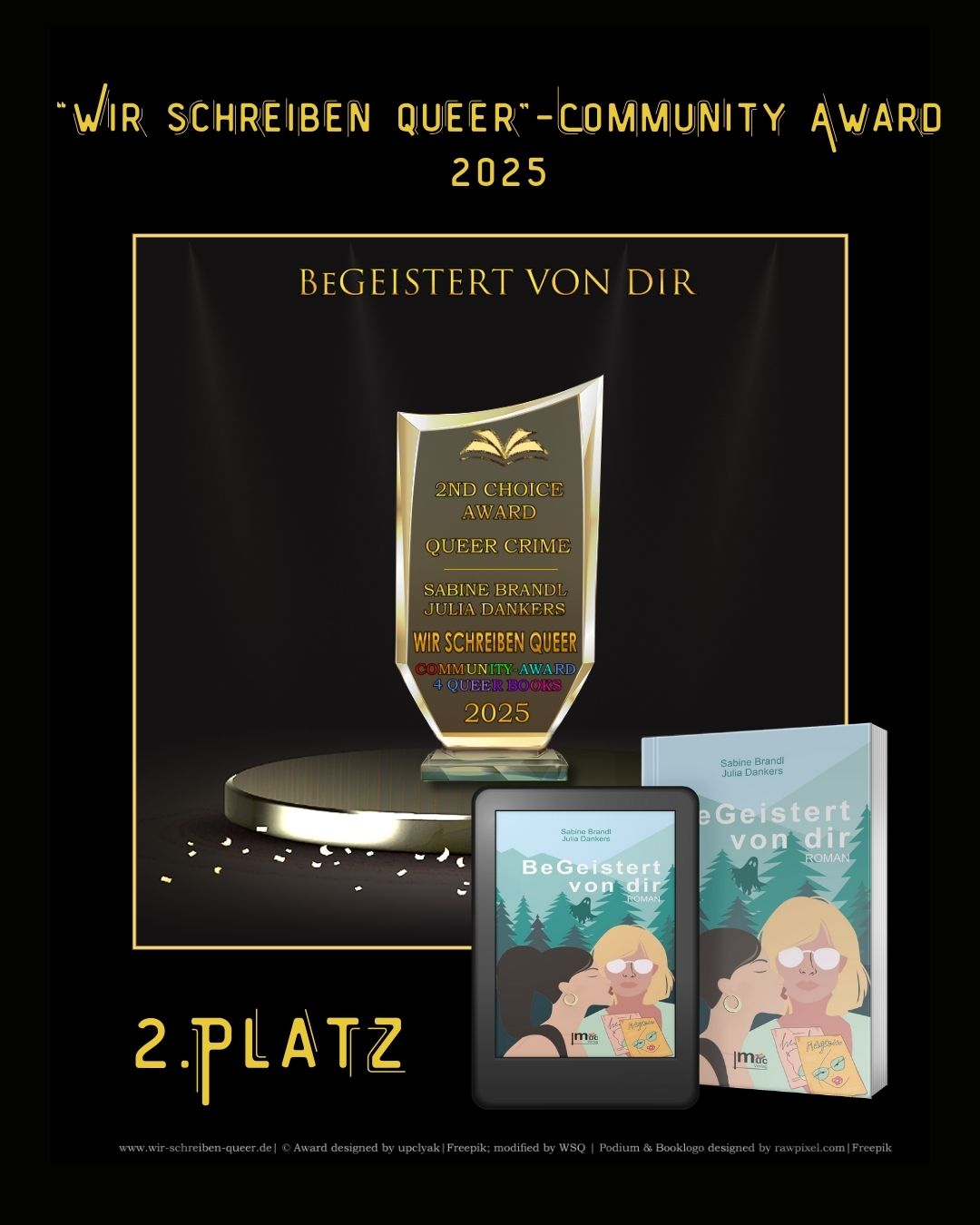 2. Platz beim "Wir schreiben queer"-Community Award in der Kategorie "Queer Crime" 