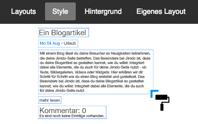 Bild: Style-Optionen für den Blog