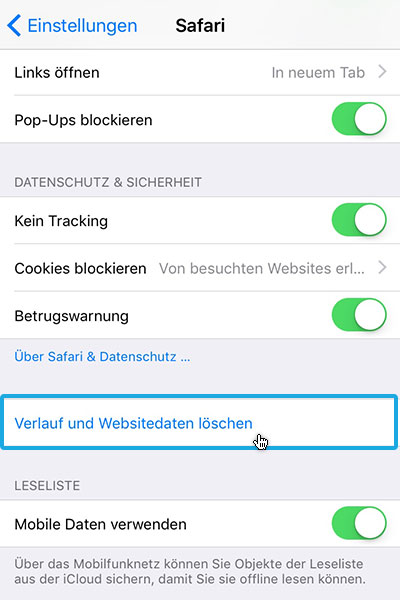 iPhone: Cache leeren