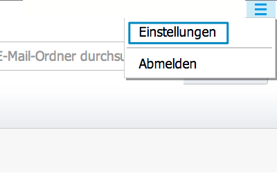 Bild: Jimdo Webmail Einstellungen aufrufen