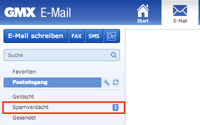 Bild: Spam-Ordner im web.de Postfach
