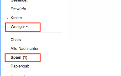 Bild: Spam-Ordner im GMail Postfach