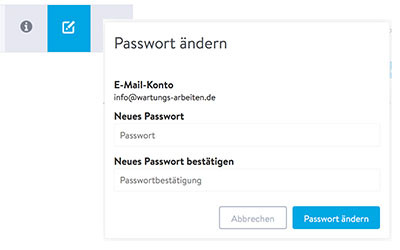 Jimdo E-Mail-Konto Passwort anpassen