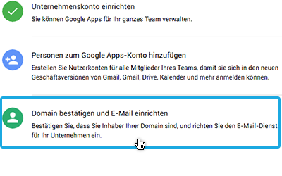 Google Apps Domain bestätigen