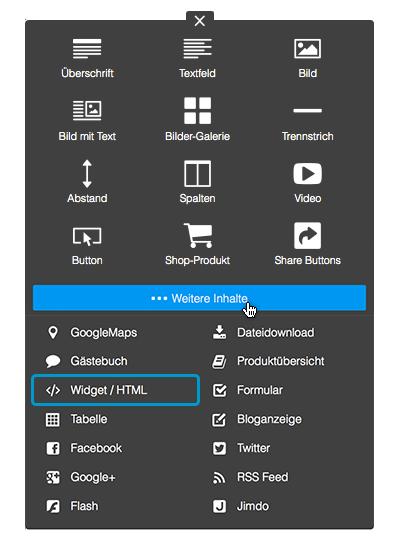 Bild: Widgets und HTML Element