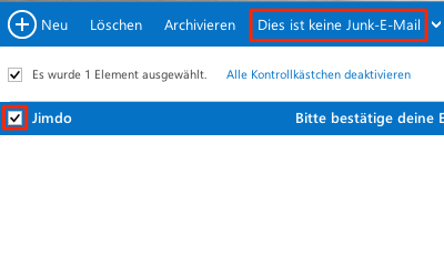 Bild: Hotmail - E-Mail als kein Junk markieren
