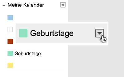 Google Kalenderliste Einstellungen