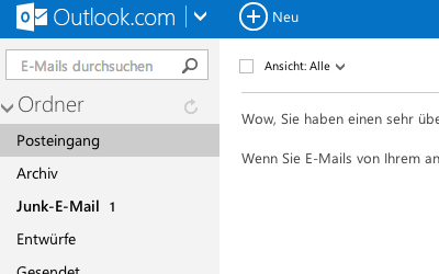 Bild: Hotmail Posteingang