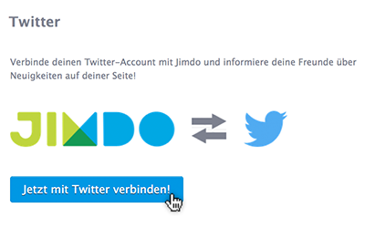 Jimdo Webseite mit Twitter Konto verbinden