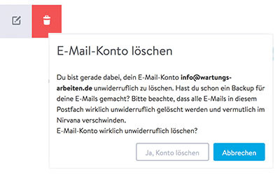 Jimdo E-Mail-Konto löschen