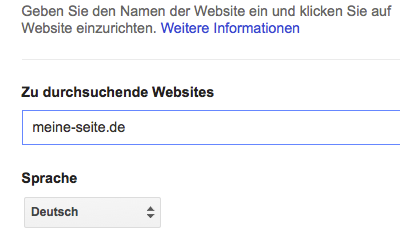 Bild: zu durchsuchende Webseite mit Jimdo