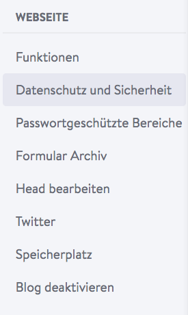 Jimdo Bearbeitungsleiste Datenschutz