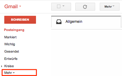 Bild: Eingang von Jimdo-E-Mails im GMail Postfach
