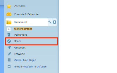 Bild: Spam-Ordner im web.de Postfach
