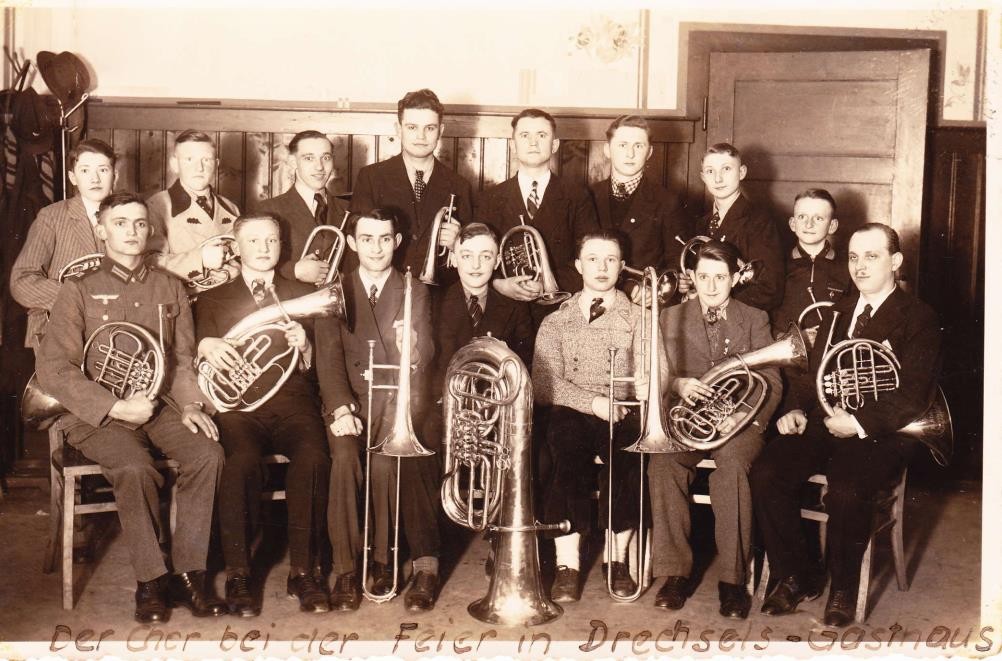 1938: 25-jähriges Chorjubiläum - mit "Gastbläsern" aus Erfenschlag - Noch 1938 wurden alle VEREINE von den Nazis VERBOTEN !