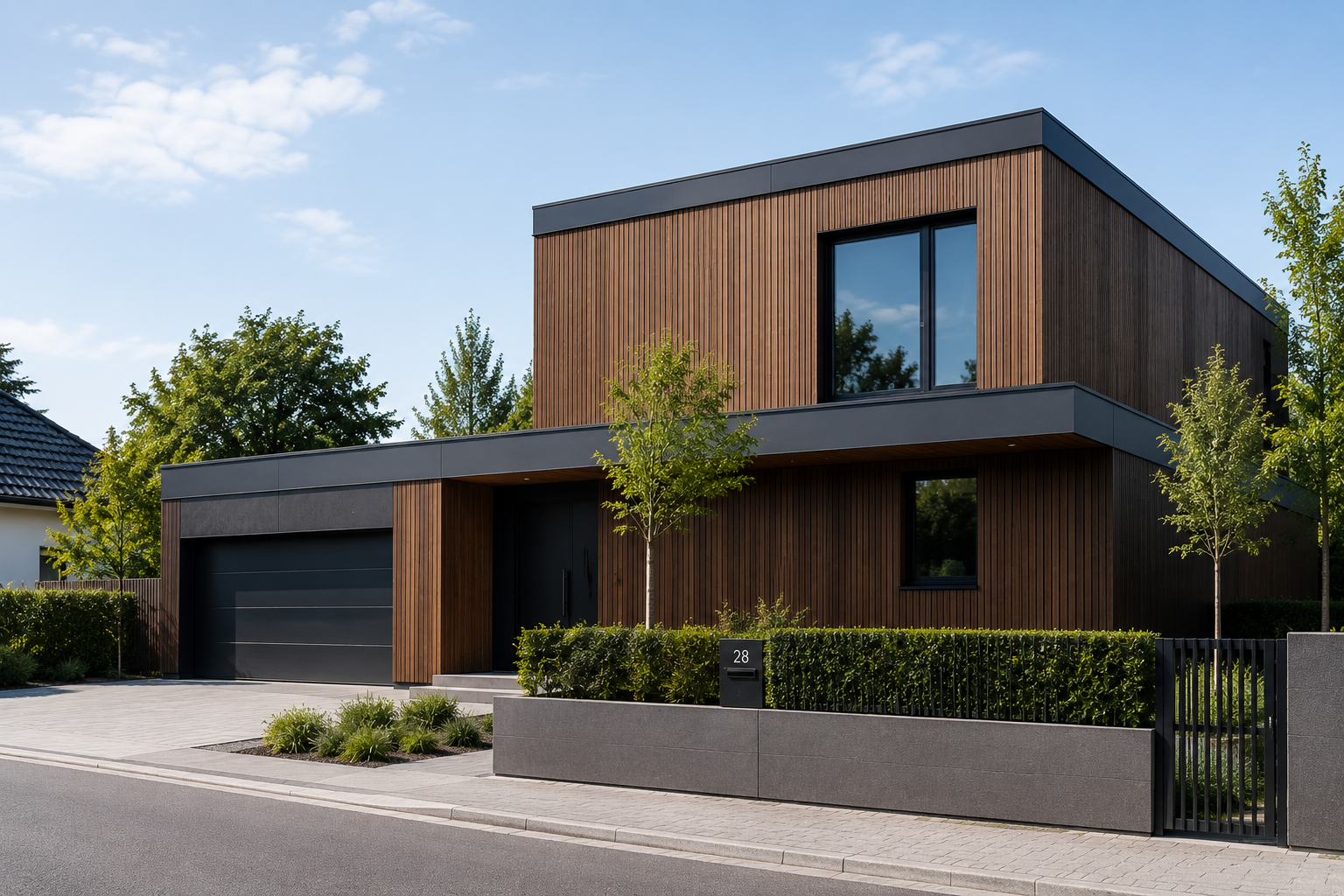 Moderne Architektur mit Thermoholz