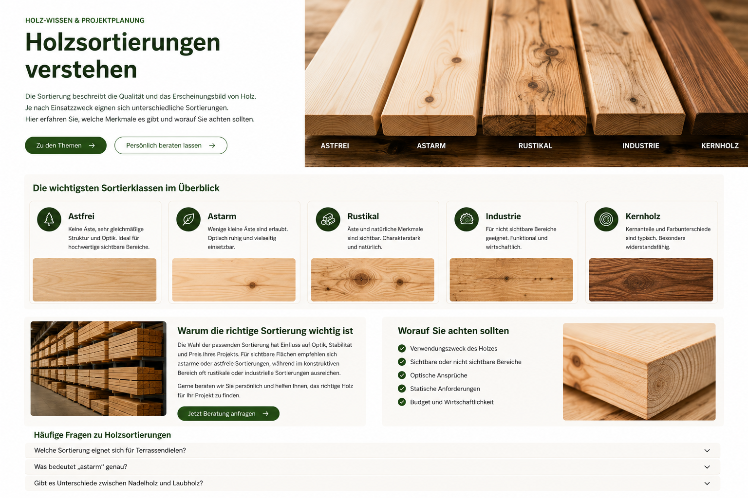 Holzsortierungen Holzhandlung Northeim