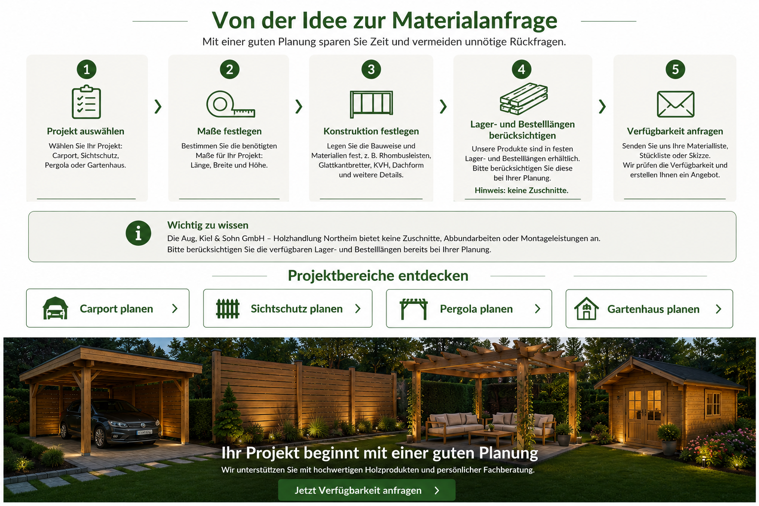 Materialauswahl für Holzprojekte
